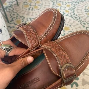 Brown leather loafers